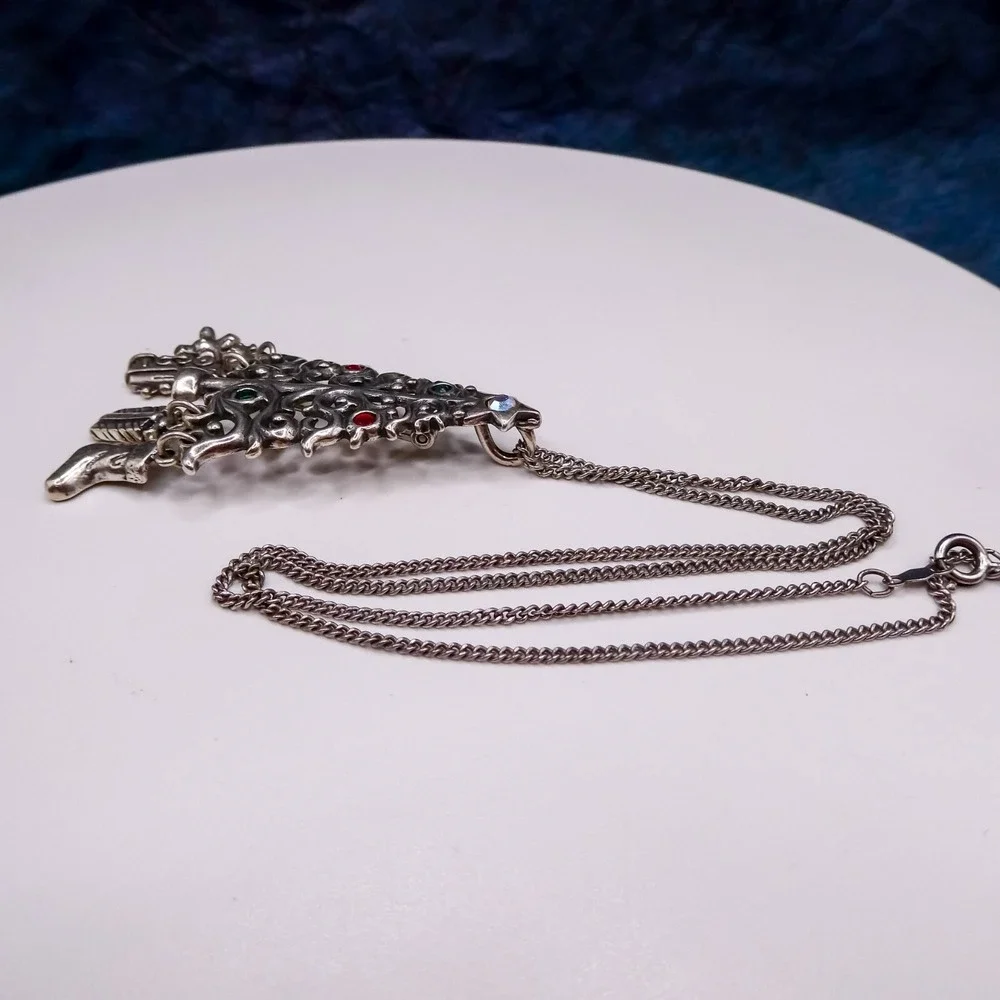 Schube Christmas Tree Pendant Necklace Brooch Pin Charm Sterling Silver 925